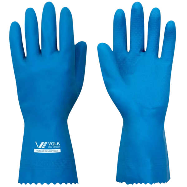 Luva Volk Látex Azul Multiuso Limpeza