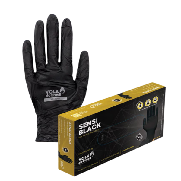 Luva Volk Procedimento Sensi Black Preta 50 Unidades