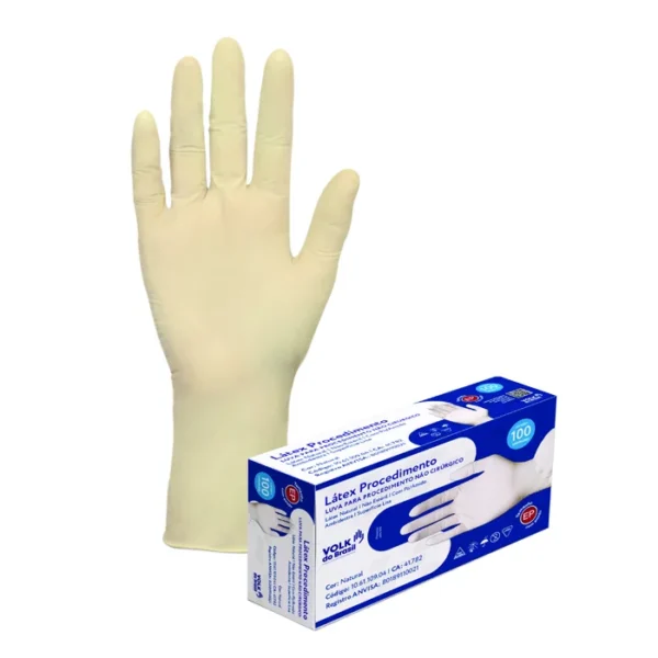 Luva Volk Procedimento Látex Natural 100 Unidades