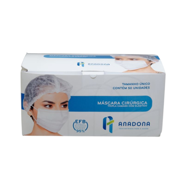 Máscara Descartável TNT Anadona BR GR40 Tripla 50 Unidades